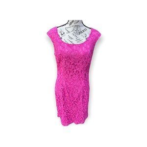 Adrianna Papell pink sleeveless lace fitted dress size 6